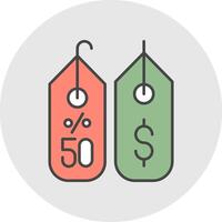 50 por ciento línea lleno ligero circulo icono vector