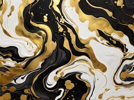 AI generated Abstract background of acrylic paints in black, brown and beige colors. Marble abstract acrylic background. photo