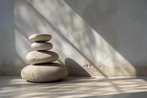 AI generated stacked stone in minimalist background photo