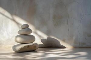 AI generated stacked stone in minimalist background photo