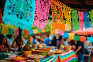 AI generated spirit of Cinco de Mayo celebrations with vibrant decorations photo