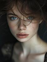 AI generated Glamour stylish model. Portrait of a young beautiful woman photo