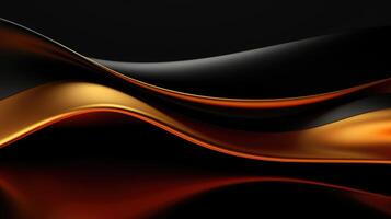 AI generated Abstract orange, black and gold background with waves photo