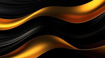 AI generated Abstract orange, black and gold background with waves photo