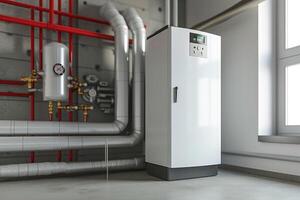 AI generated Heating system and gas boiler in the house photo