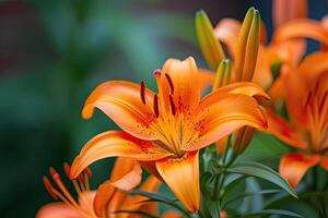 ai generado brillantemente naranja lirio flores hermosa flores con naranja pétalos foto