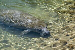 AI generated Florida manatee in clear water photo