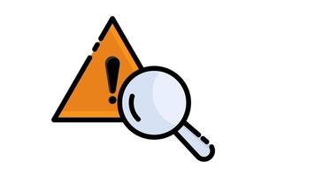 problem identification animated.  alert sign with magnifying glass a animated. suitable for warning and notifications. notification concept illustration video