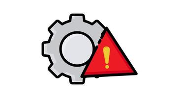 animated gear icon with warning sign, suitable for warning and notifications. notification concept illustration video