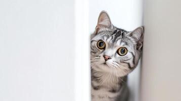 AI generated American shorthair cat peeking 4 photo