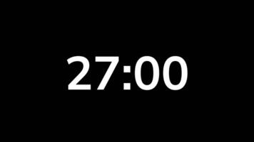 30 second countdown timer animation on black background video