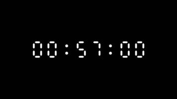 1 minute countdown digital timer animation on black background. Pro Video