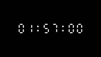 2 minute countdown digital timer animation on black background. Pro Video