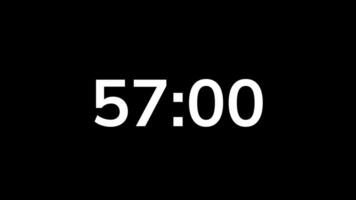 60 second countdown timer animation on black background video