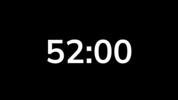 55 second countdown timer animation on black background video