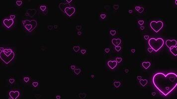 Animation purple heart shape on black background. video