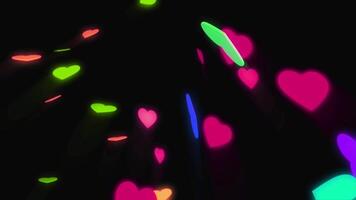 Animation colorful heart shape on black background. video