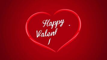 animatie wit tekst gelukkig valentijnsdag dag drijvend Aan rood achtergrond. video