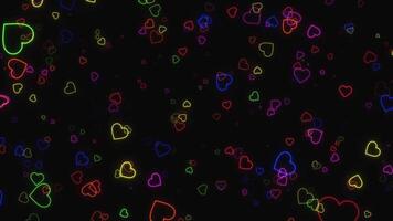 Animation colorful heart shape on black background. video