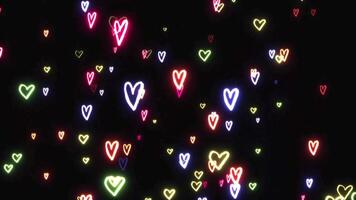 Animation colorful heart shape on black background. video