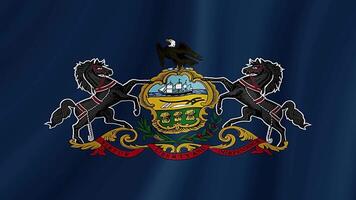 Pennsylvania State Waving Flag. Realistic Flag Animation. video