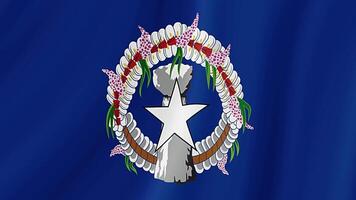 Northern Mariana Islands State Waving Flag. Realistic Flag Animation. video