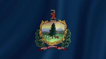 Vermont State Waving Flag. Realistic Flag Animation. video