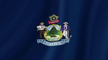 Maine State Waving Flag. Realistic Flag Animation. video