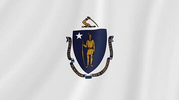 Massachusetts staat golvend vlag. realistisch vlag animatie. video