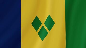 Saint Vincent and the Grenadines Waving Flag. Realistic Flag Animation. Seamless Loop Background video
