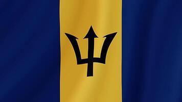 Barbados Waving Flag. Realistic Flag Animation. Seamless Loop Background video