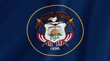 Utah Estado acenando bandeira. realista bandeira animação. video