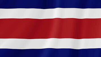 Costa Rica Waving Flag. Realistic Flag Animation. Seamless Loop Background video