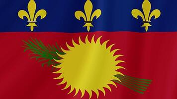 Guadeloupe Waving Flag. Realistic Flag Animation. Seamless Loop Background video