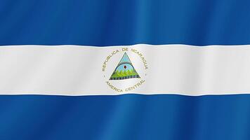 Nicaragua Waving Flag. Realistic Flag Animation. Seamless Loop Background video