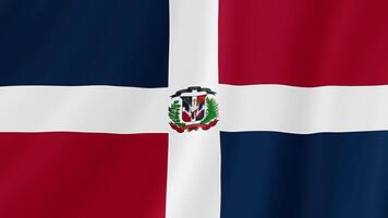 Dominican Republic Waving Flag. Realistic Flag Animation. Seamless Loop Background video