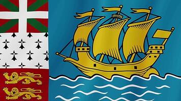 Saint Pierre and Miquelon Waving Flag. Realistic Flag Animation. Seamless Loop Background video
