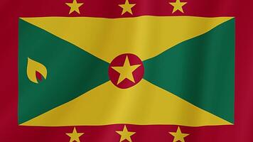 Grenada Waving Flag. Realistic Flag Animation. Seamless Loop Background video