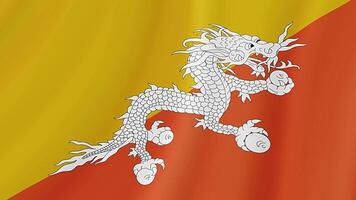 Bhutan Waving Flag. Realistic Flag Animation. Seamless Loop Background video