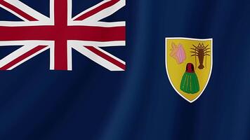 Turks and Caicos Islands Waving Flag. Realistic Flag Animation. Seamless Loop Background video