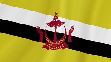 Brunei Waving Flag. Realistic Flag Animation. Seamless Loop Background video