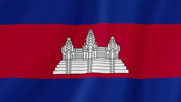 cambodia vinka flagga. realistisk flagga animation. sömlös slinga bakgrund video