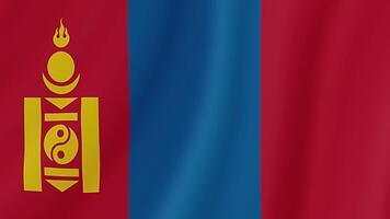 Mongolia Waving Flag. Realistic Flag Animation. Seamless Loop Background video