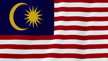 malaysia vinka flagga. realistisk flagga animation. sömlös slinga bakgrund video