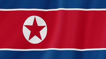 North Korea Waving Flag. Realistic Flag Animation. Seamless Loop Background video