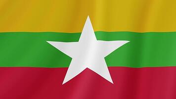 Myanmar Waving Flag. Realistic Flag Animation. Seamless Loop Background video