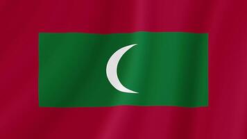 Maldives Waving Flag. Realistic Flag Animation. Seamless Loop Background video