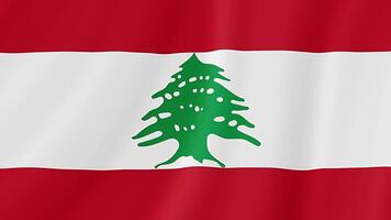 Libanon golvend vlag. realistisch vlag animatie. naadloos lus achtergrond video