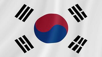 South Korea Waving Flag. Realistic Flag Animation. Seamless Loop Background video