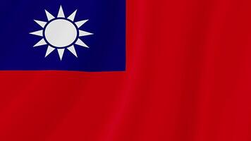 Taiwan Waving Flag. Realistic Flag Animation. Seamless Loop Background video